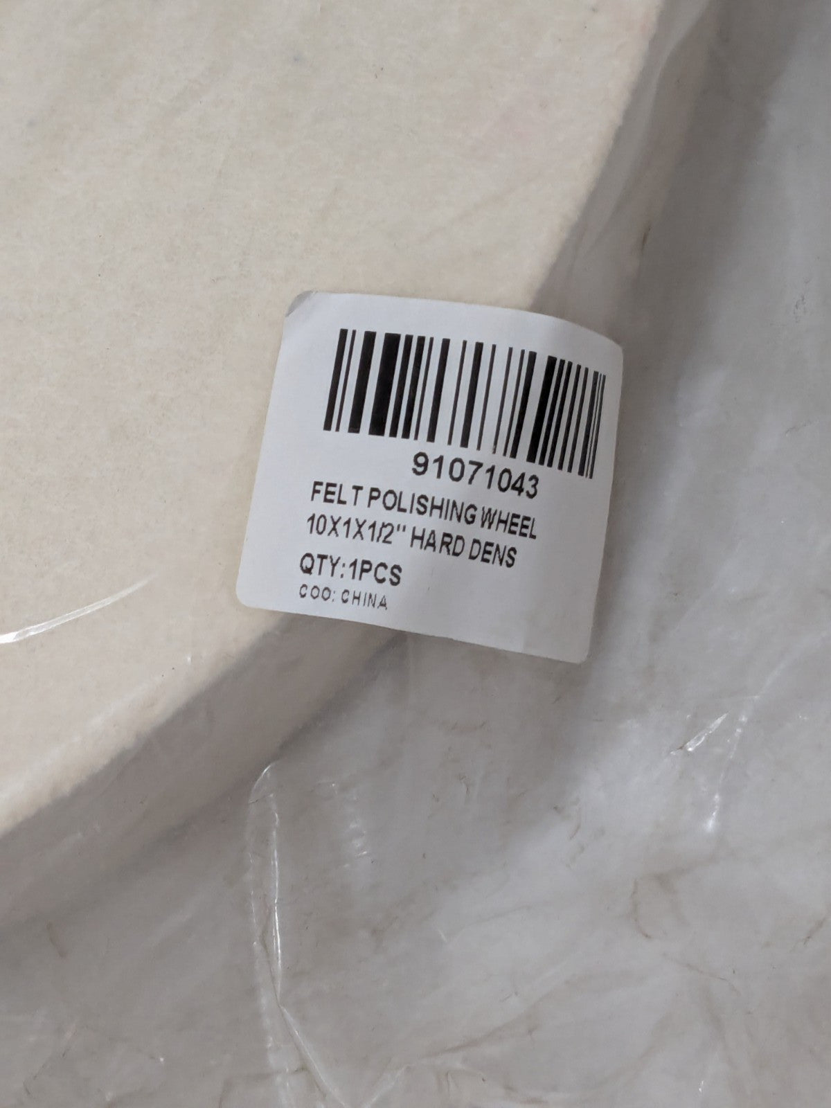 Unmounted Polishing Buffing Wheel: 10" Dia, 1" Thick, 1/2" Arbor