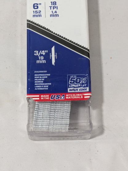 Lenox Reciprocating Saw Blade: Bi-Metal Pack of 24 20529B618R