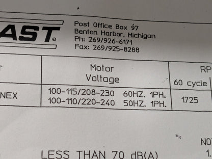 Gast Rotary Vane Septic Air Pump 1023-101Q-G608NEX