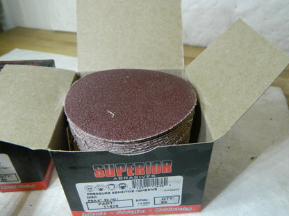 Superior Abrasives 4" Diam 80 Grit Alumin Oxide Adhesive PSA Disc Qty 100 1