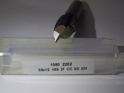 Interstate 1-1/8" LOC 1/2" SD  3-1/8" OAL 2 Fl HSS SRQ End Mill QTY 2  10802202