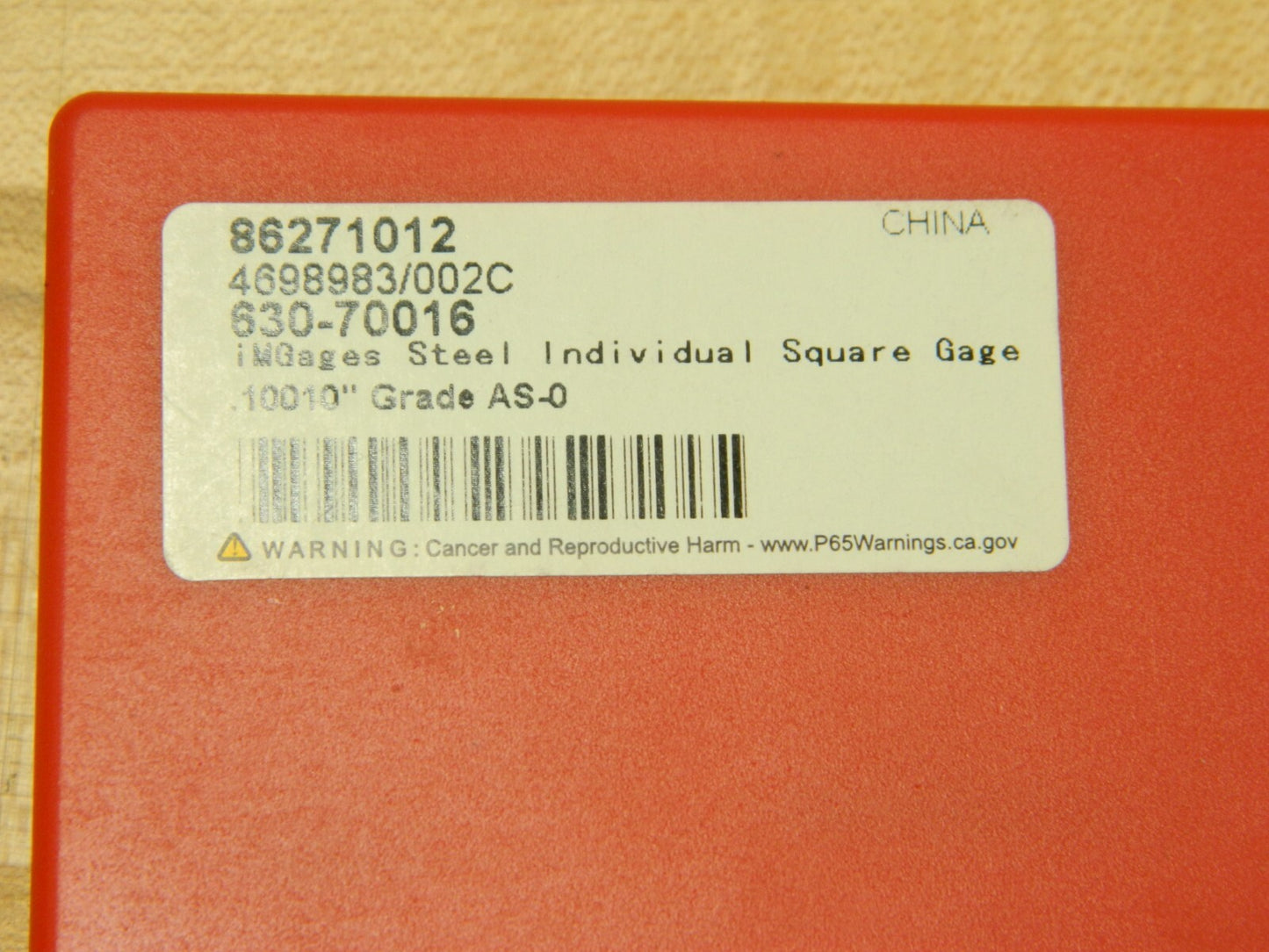0.1001 Square Steel Gage Block Accuracy Grade 0 630-70016