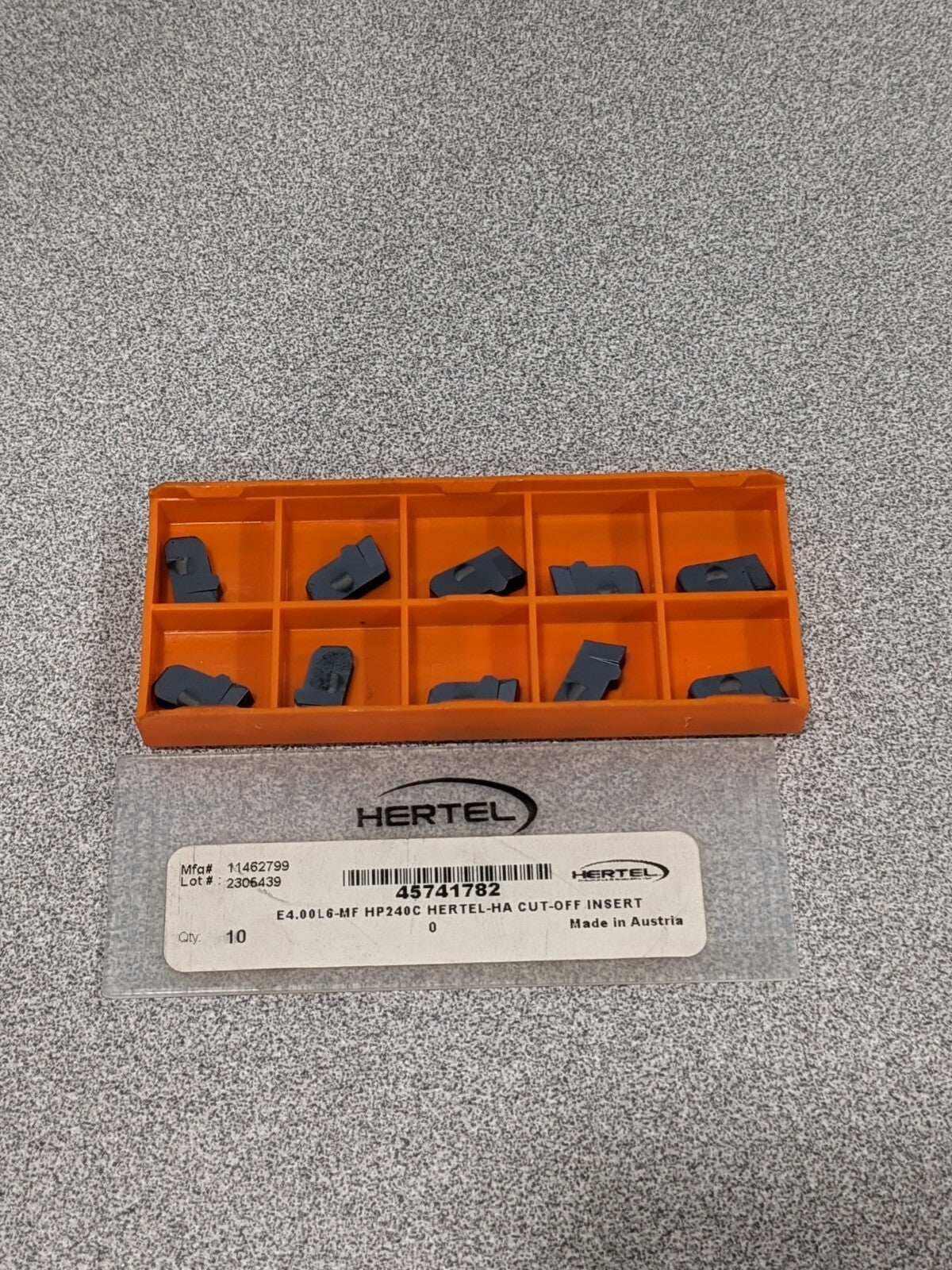 HERTEL E4.00L6MF HP240C Carbide Cutoff Insert Qty 10 45741782