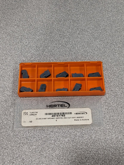 HERTEL E4.00L6MF HP240C Carbide Cutoff Insert Qty 10 45741782