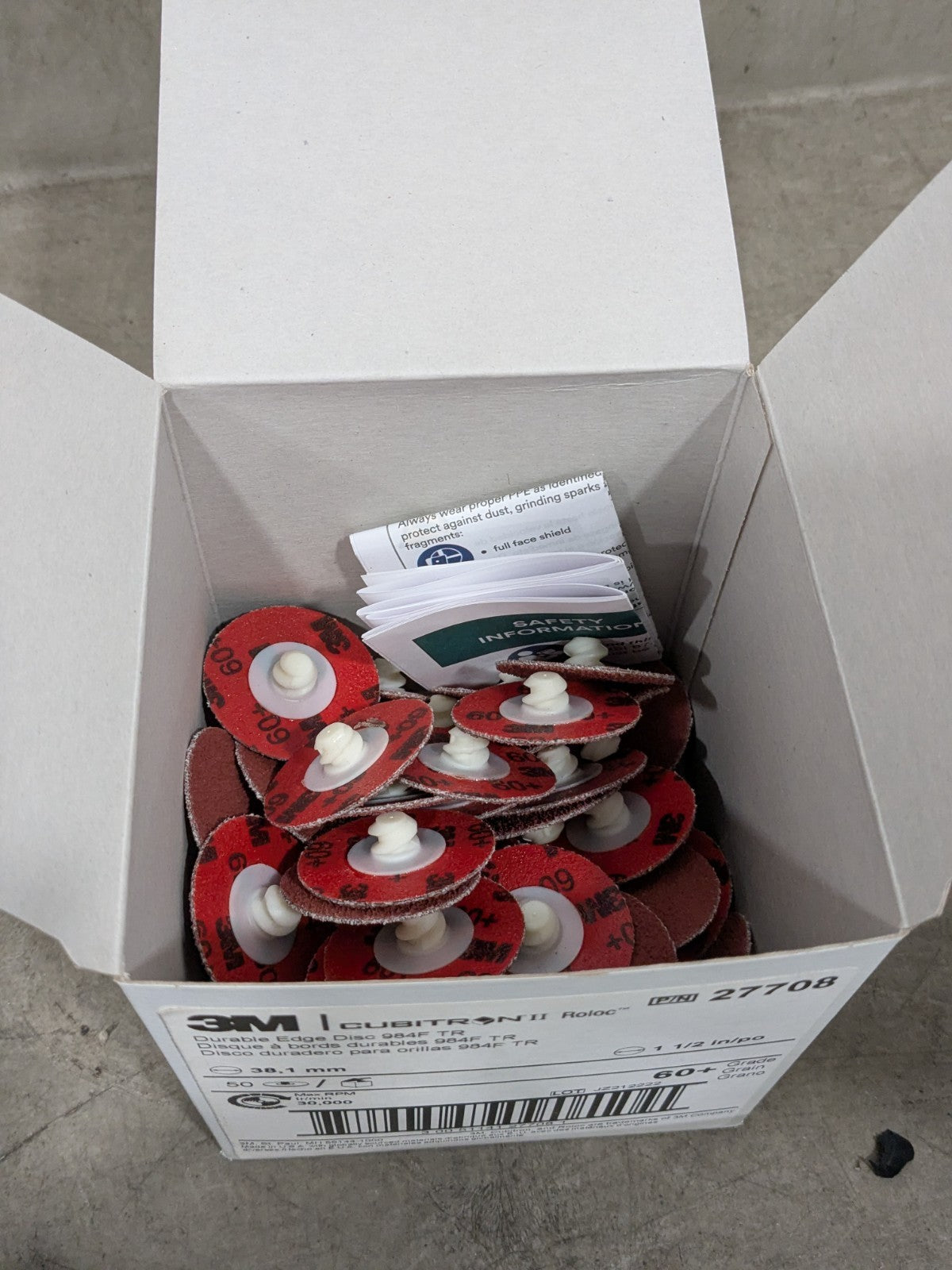 3M Quick-Change Disc: Roloc TR, 1-1/2" Dia, 60 Grit Qty 50 7000045171