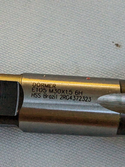DORMER Straight Flute Tap: M30x1.50 Metric Fine, 4 Fl 5974946