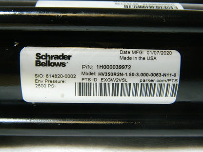Schrader Dbl Acting NFPA Tie Rod Cylinder 1-1/2" Bore 5/8" Rod Dia 1H0