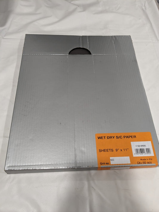 Sanding Sheet: 600 Grit, Silicon Carbide Qty 50 02-0600