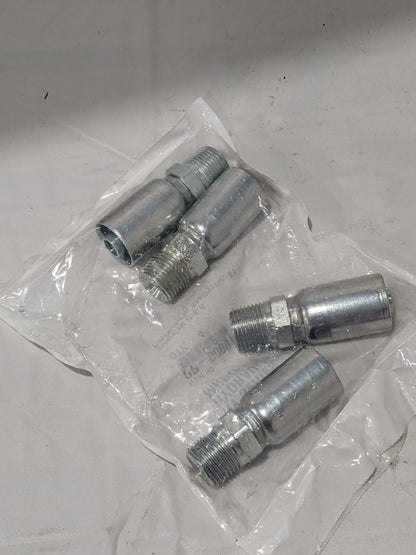 PARKER Hydraulic Hose MPT Fitting: 0.5" ID, 8 mm, 1/2-14 Qty 4 PP-00091