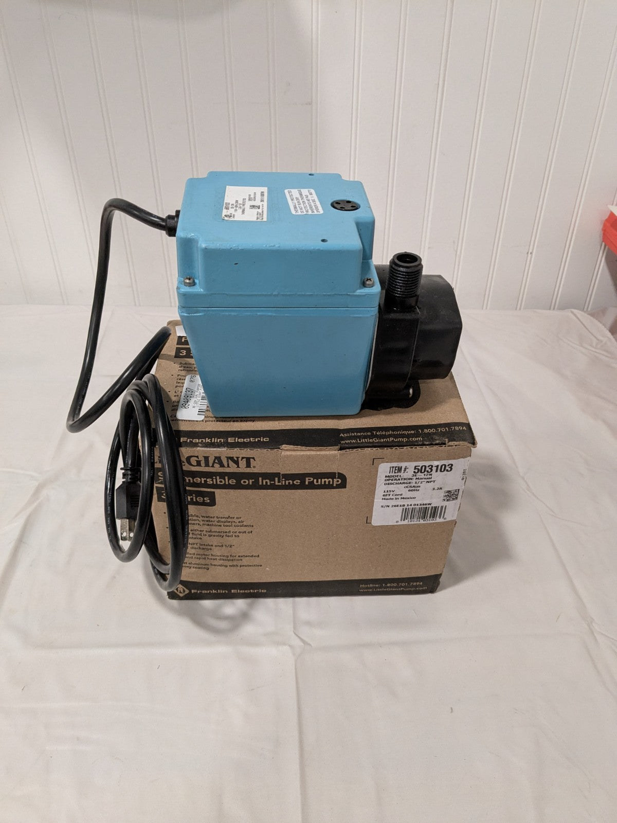 Little Giant Submersible Pump: 3.2 Amp Rating 503103