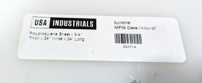 USA INDUSTRIALS  Polypropylene Sheet  3/4" x 24" x 24"  White  BULK-PS-PP-591