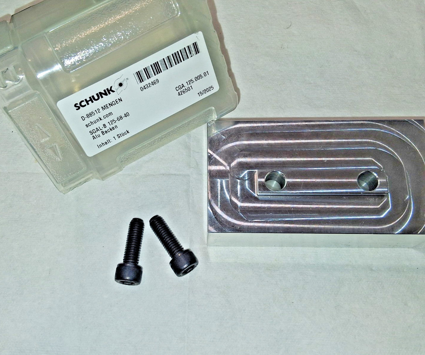 Schunk Vise Jaw Aluminum 125.00 mm W 68.00 mm H 40.00 mm T 432469