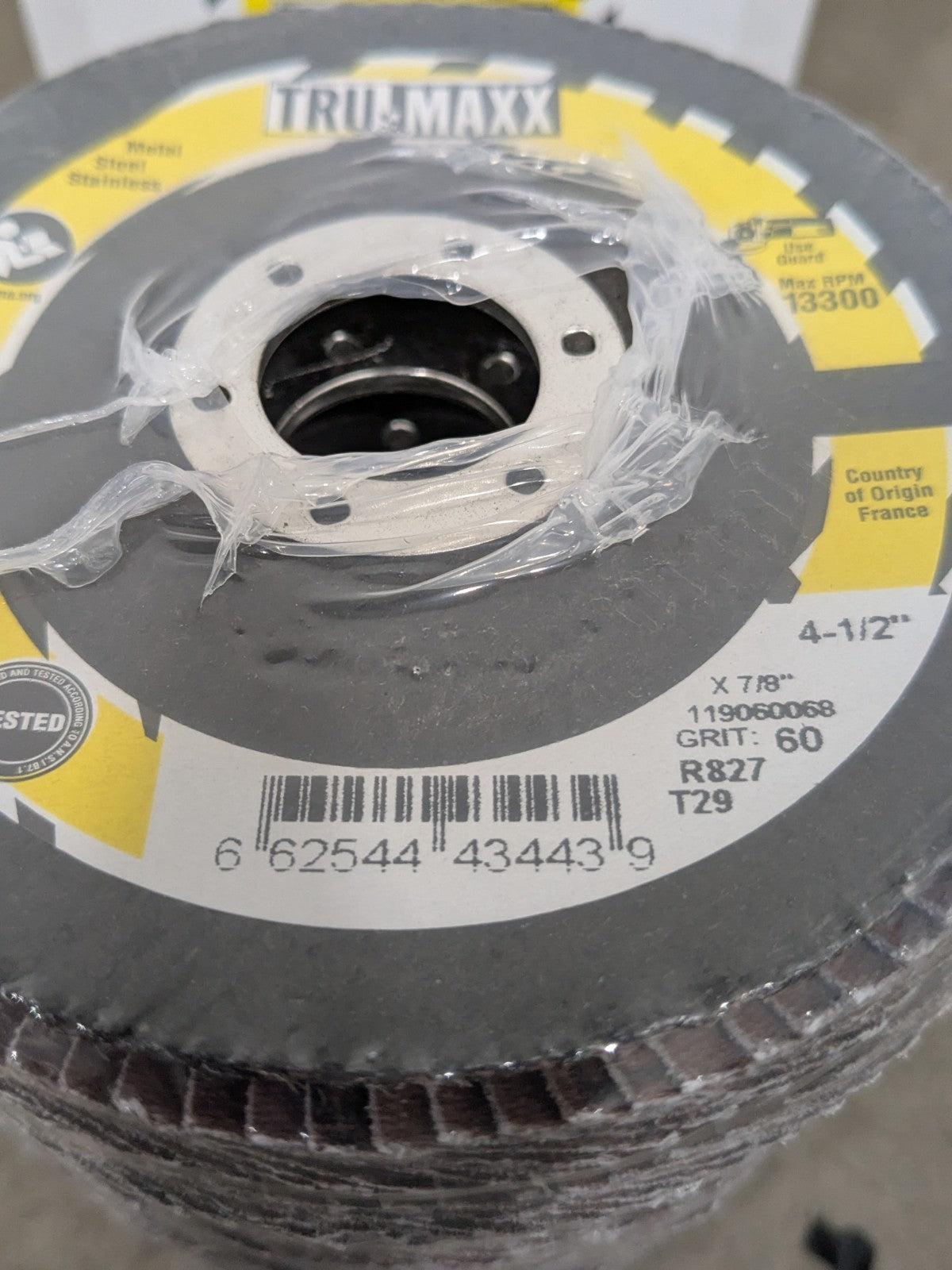 Tru-Maxx Flap Disc: 4-1/2" Dia, 7/8" Hole, ZA, Type 29 Box of 10 66254443443