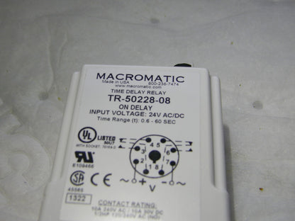 Macromatic 8 Pin 60 sec Multiple Range DPDT Time Delay Relay TR-50228-08
