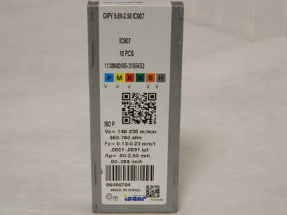 Iscar 500250GIPY Grade IC907 Carbide Grooving Insert QTY 10 6496704