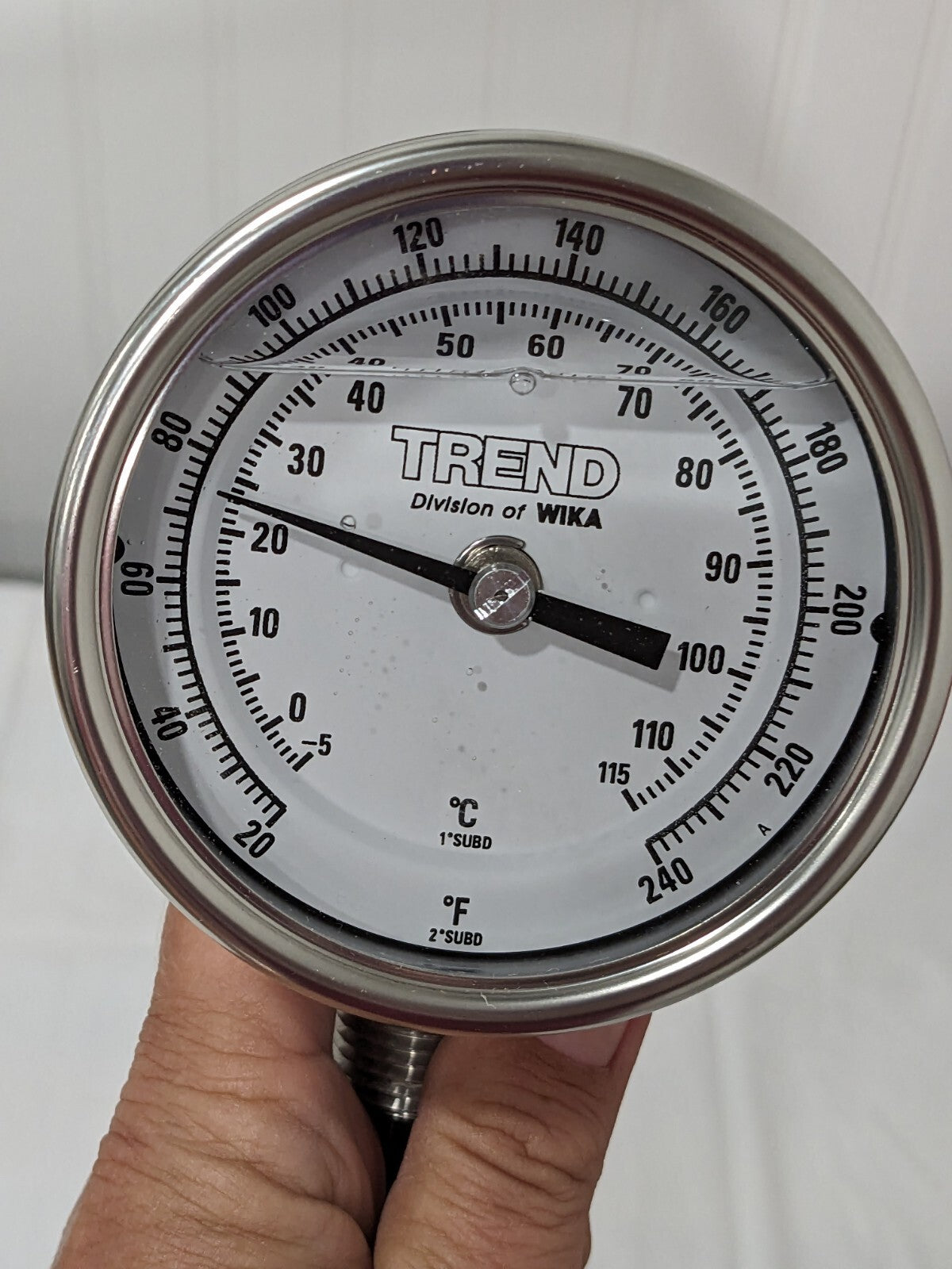 Wika Bimetal Dial Thermometer: 20 to 240 ° F, 2-1/2" Stem Length 31025A007A4SF