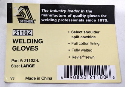 Steiner Stick Welding Gloves  Cowhide  Cotton Lined  Large 2110Z-L