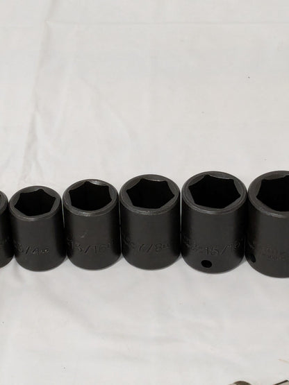 Proto Socket Set: Impact Standard, 11 Pc, 1/2" Drive, 1/2 to 1-1/8" J74102
