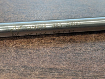 Chucking Reamer: 0.34" Dia, 6" OAL HSS Straight Shank 433-0.3400