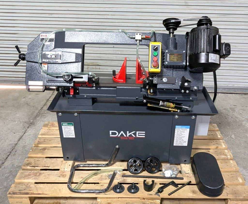 DAKE SE912 Horizontal Bandsaw  9x12" Capacity  110V  1HP  Step Pulley Drive