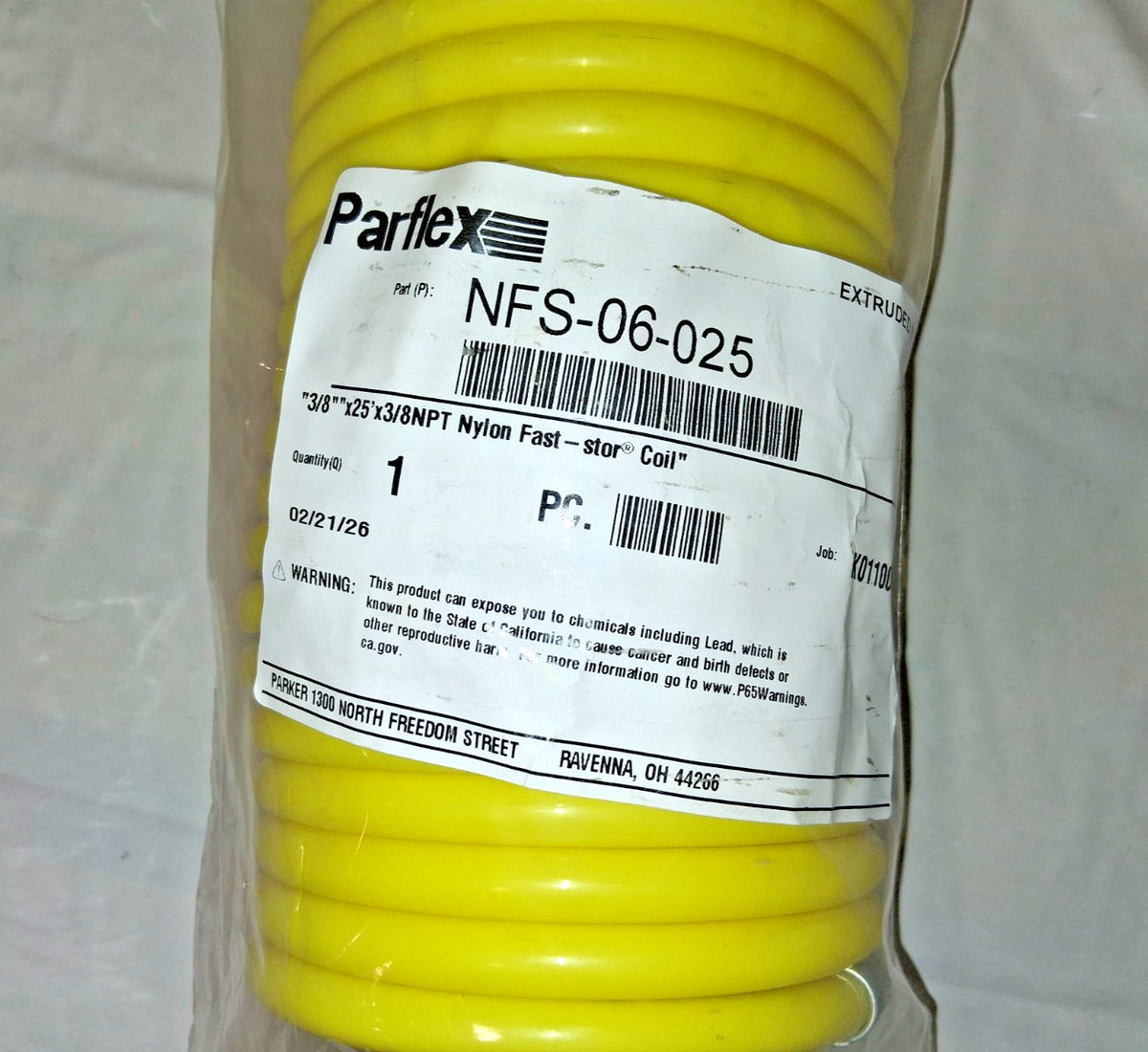 Parker Air & Multi-Purpose Hose Jackhammer Hose 25' Long 3/8" Dia NFS-06-025