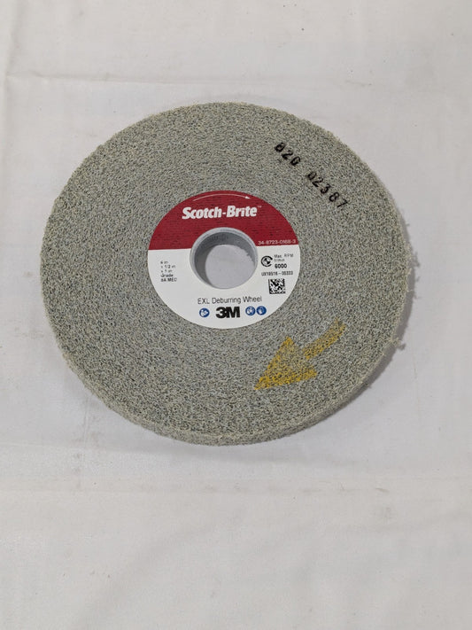 3M Deburring Wheel: 6" Dia, 1/2" Face Width, 1" Hole, Density 8