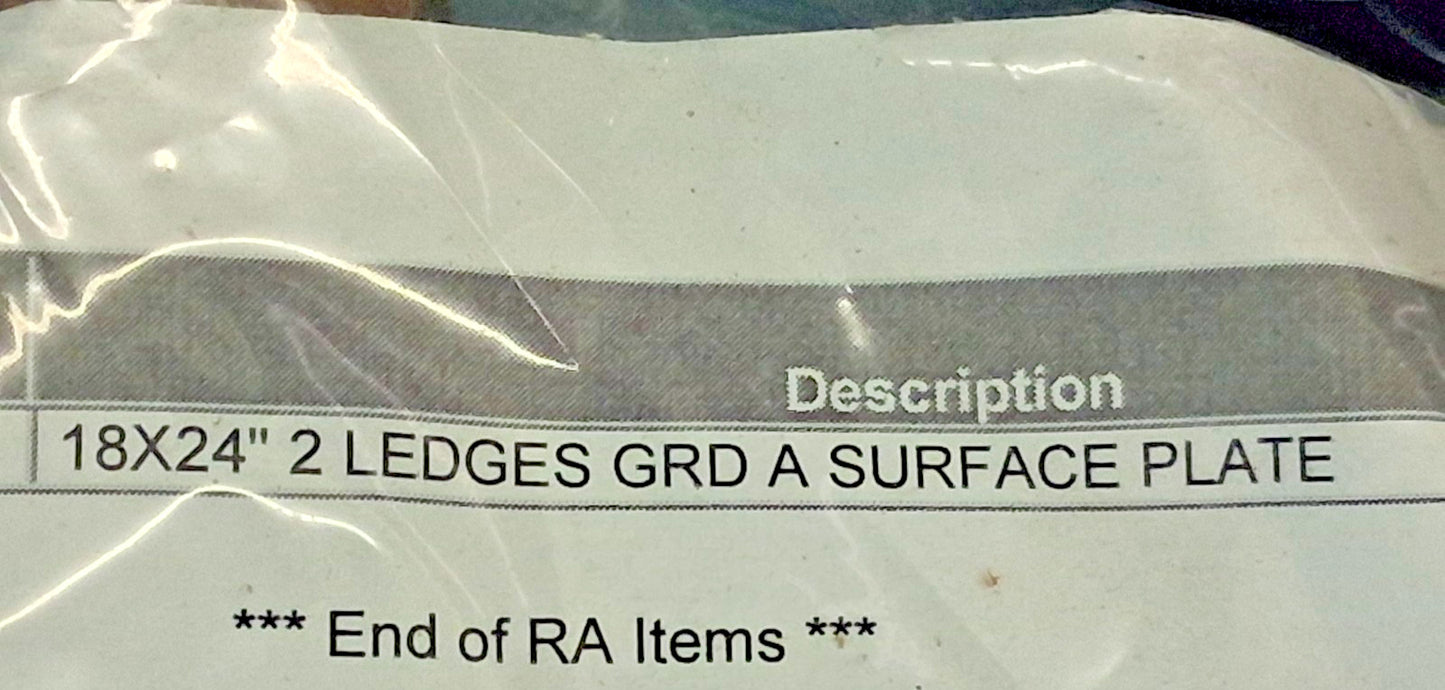 Precision Granite Inspection Surface Plate 18" Wide 24" Long 3" Thick 01940527