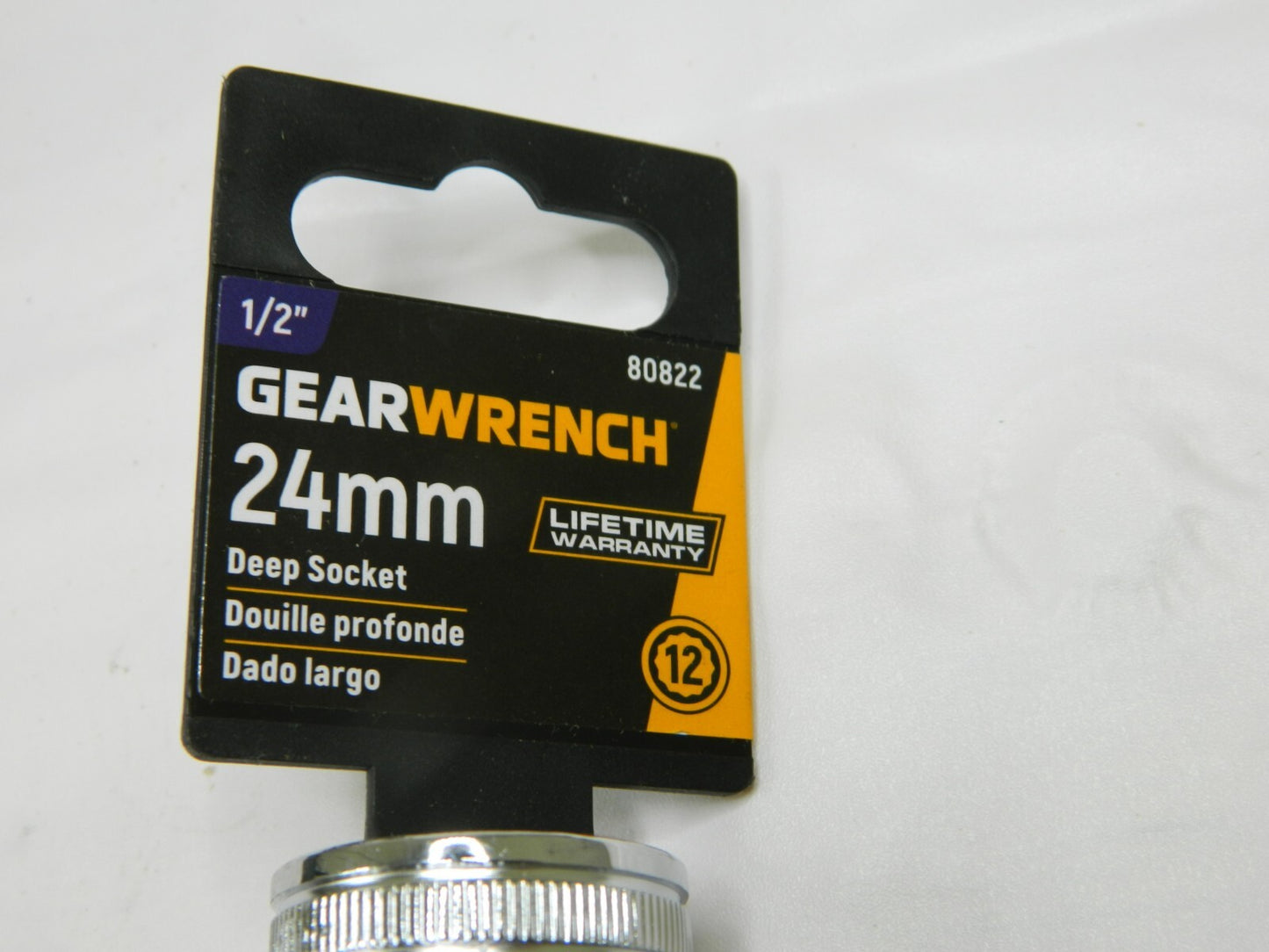 GEARWRENCH Deep Hand Socket: 1/2 Drive, 24 mm Socket, 12-Point Qty 5 80822