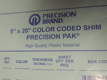 Precision Brand 10 Piece, 5" Wide x 20" Long Plastic Shim Stock Sheet TAN