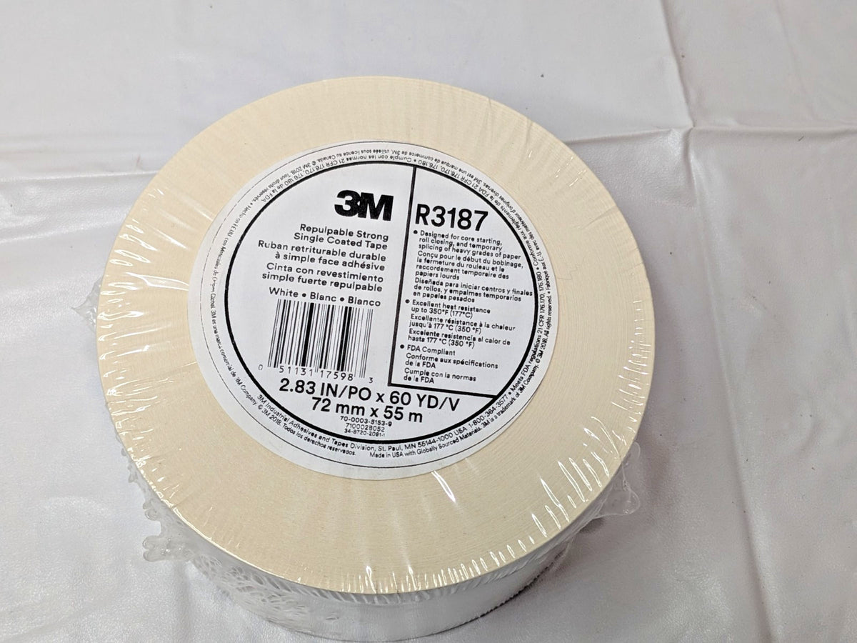 3M R3287 Repulpable Strong Single Coated Tape White 72mm X 55m QTY 12 7100028052
