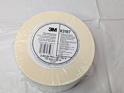 3M R3287 Repulpable Strong Single Coated Tape White 72mm X 55m QTY 12 7100028052