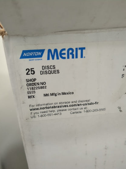 MERIT ABRASIVES 25ct Hook & Loop Disc 7" Dia NonWovenAluminum Oxide 05539512525