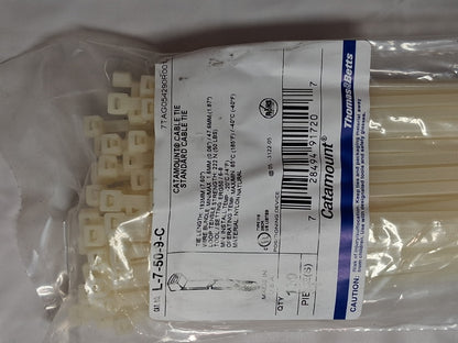 Thomas&Betts Nylon Cable Tie 7.6" 50lb Natural QTY1000 L-7-50-9-C