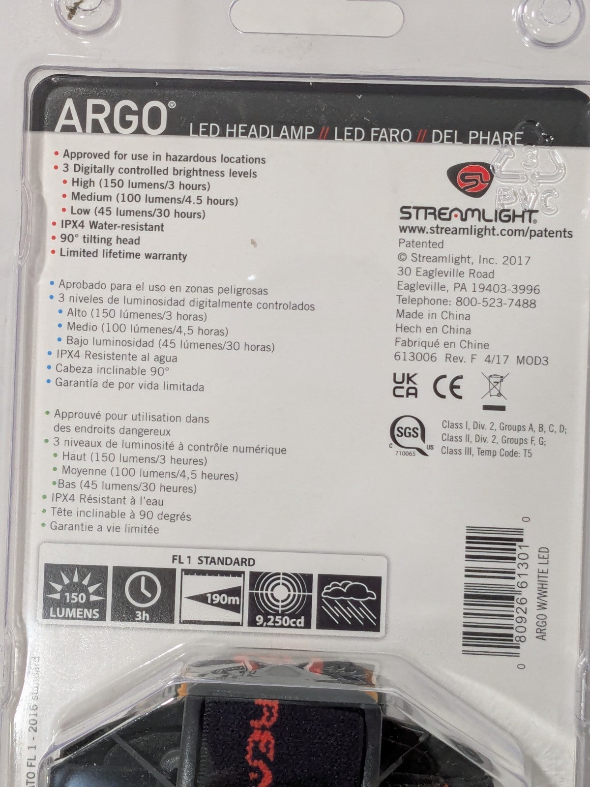 Streamlight Free Standing Flashlight: LED, 3 Operating Modes 61301