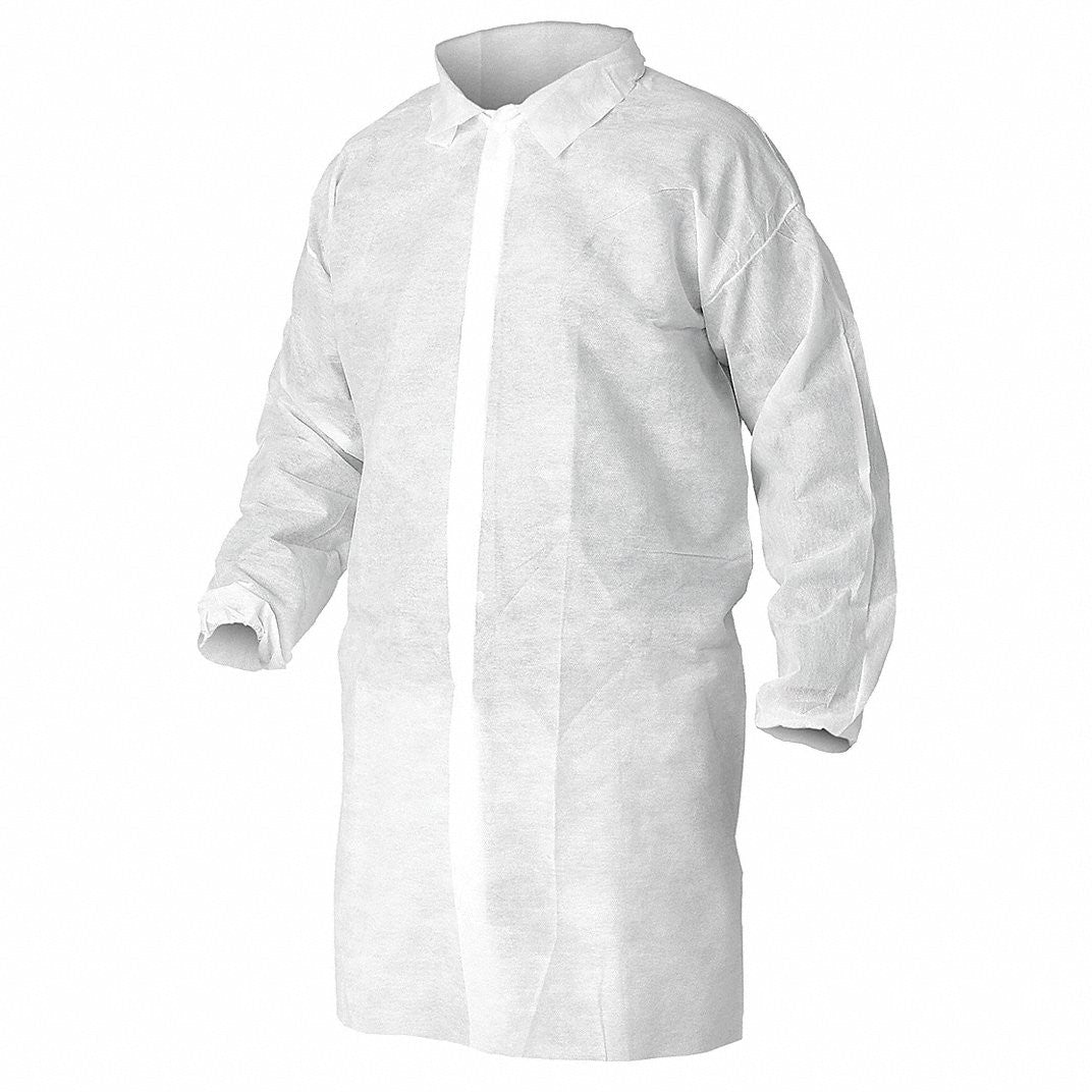 KIMBERLY-CLARK White Polypropylene Disposable Lab Coats QTY50 40104