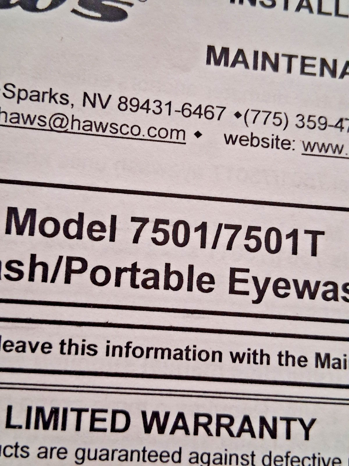 Haws Portable Polyethylene Eye Wash Station 7501