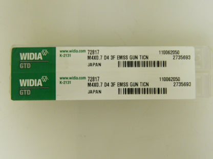 Widia Spiral Point Taps 2 Pack M4x0.70 Metric Coarse 3FL D4 TiCN Finish 4131516