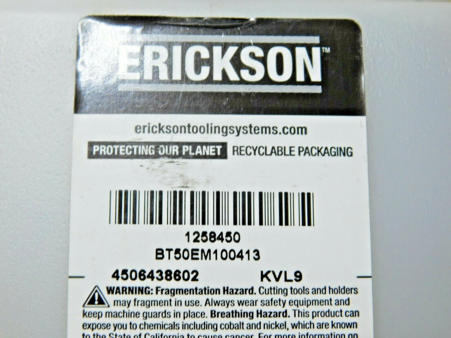 Erickson BT50 End Mill Holder/Adapter 1" Hole Diam BT50EM100413 1258450
