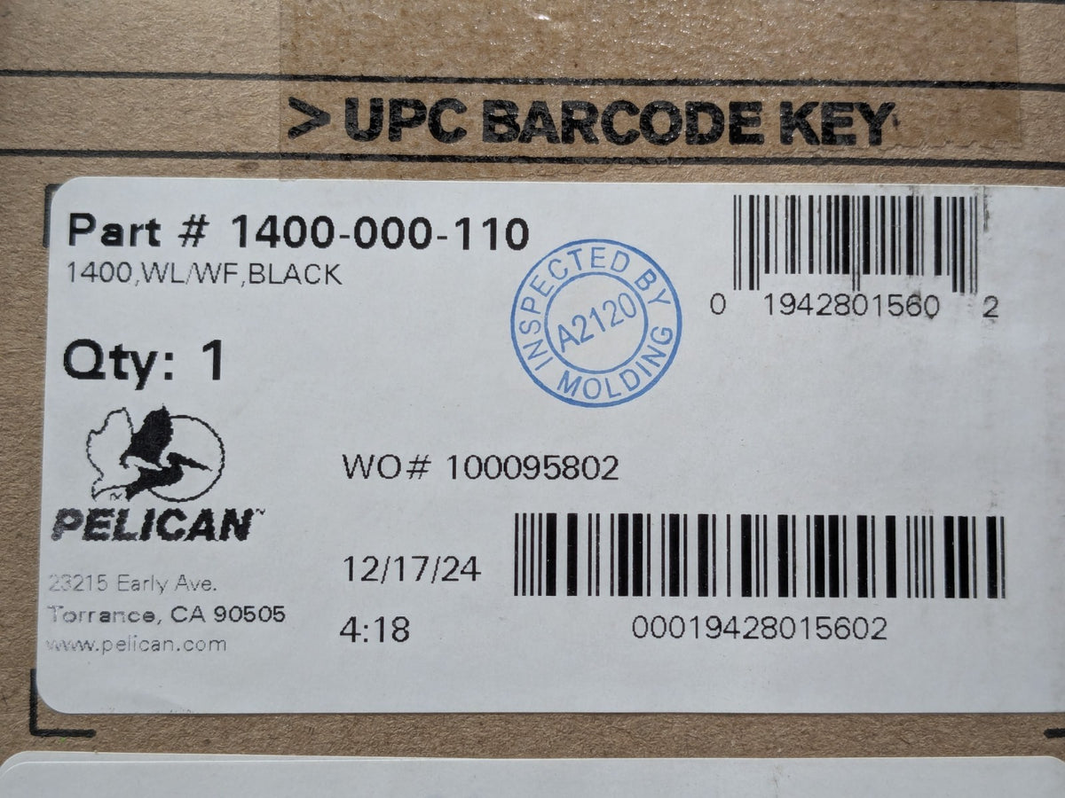 Pelican 1400 Case W/Foam Black 1400-000-110