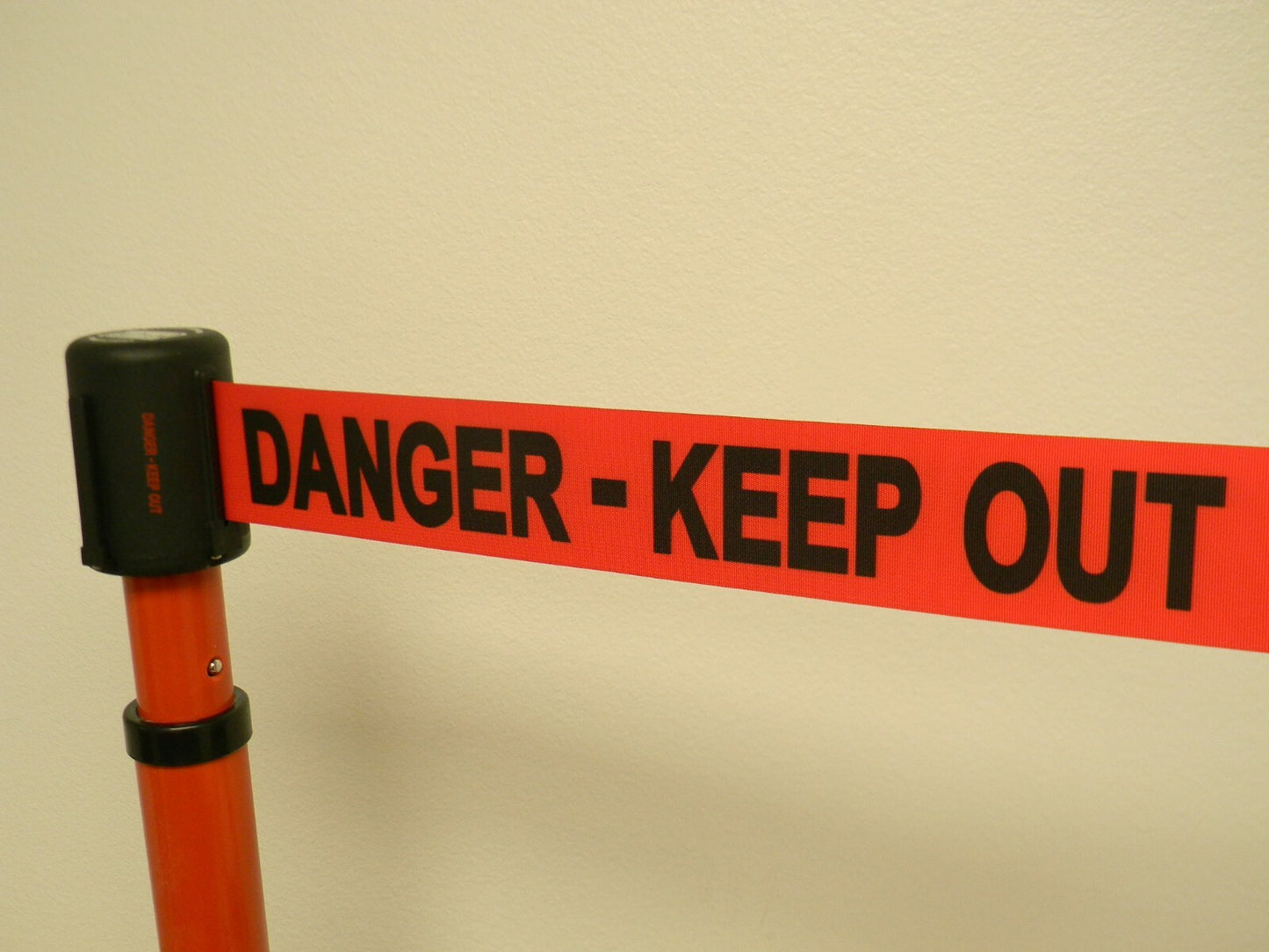 Banner Stakes PLUS 42 In Red Barrier Stanchion w/ 15 Ft Belt DANGER Keep Out