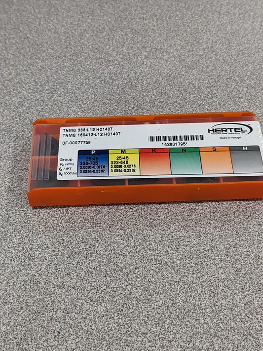 HERTEL Turning Insert: TNMG 333–L12 HC140T, Solid Carbide Qty 10 42801795