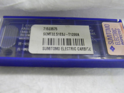 Sumitomo SCMT32.51 ESJ T1200A Grade Cermet Turning Insert QTY 10 19CAW7B