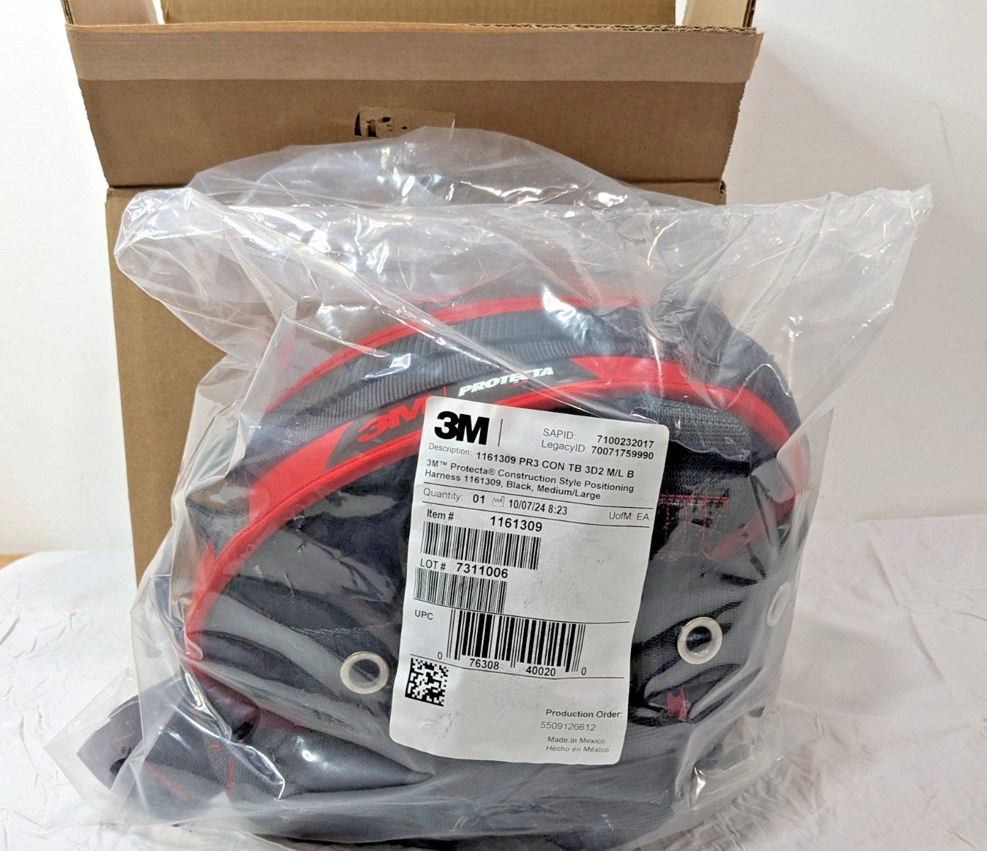 3М Protecta Construction Style Positioning Harness Black MED/LRG 7100232017