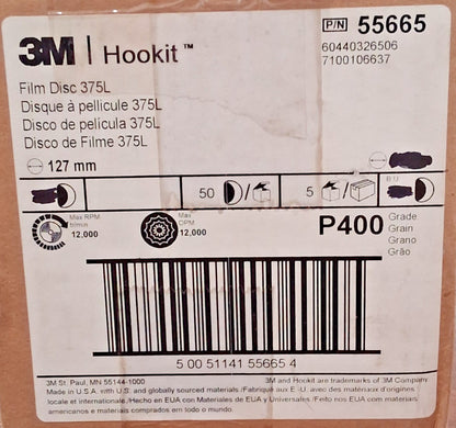 3M Aluminum Oxide Hook & Loop Discs 5" Dia 400 Grit Coated QTY50 7100305428