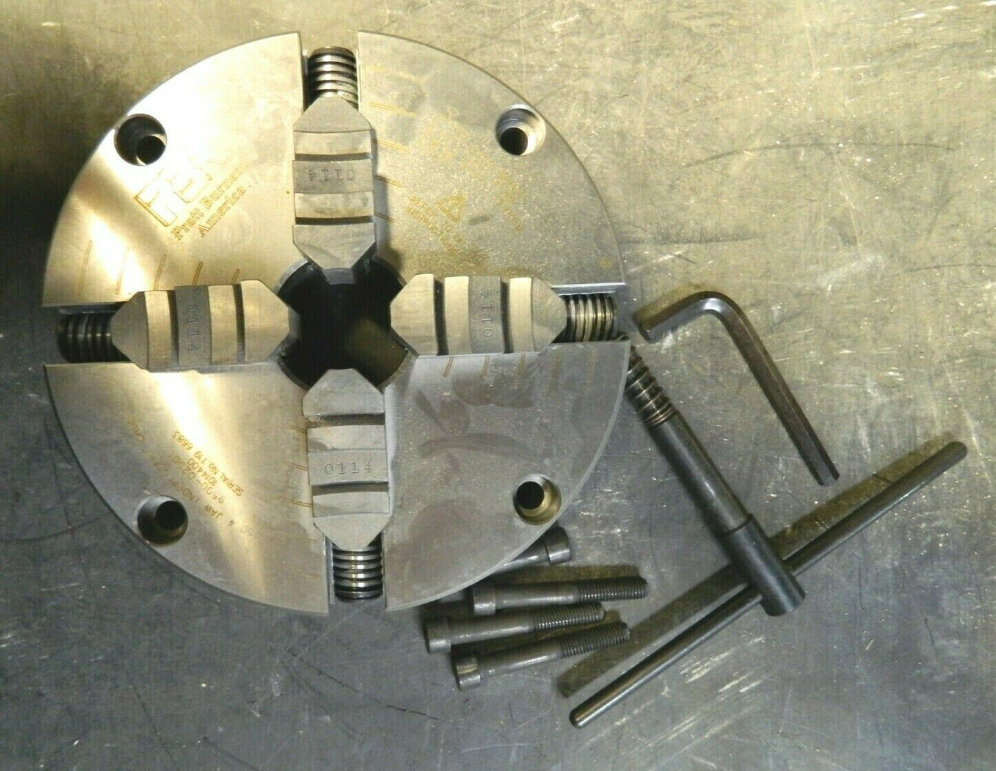Pratt Manual Lathe Chuck: 4 Jaws, 9.84" Dia, Independent 1014400