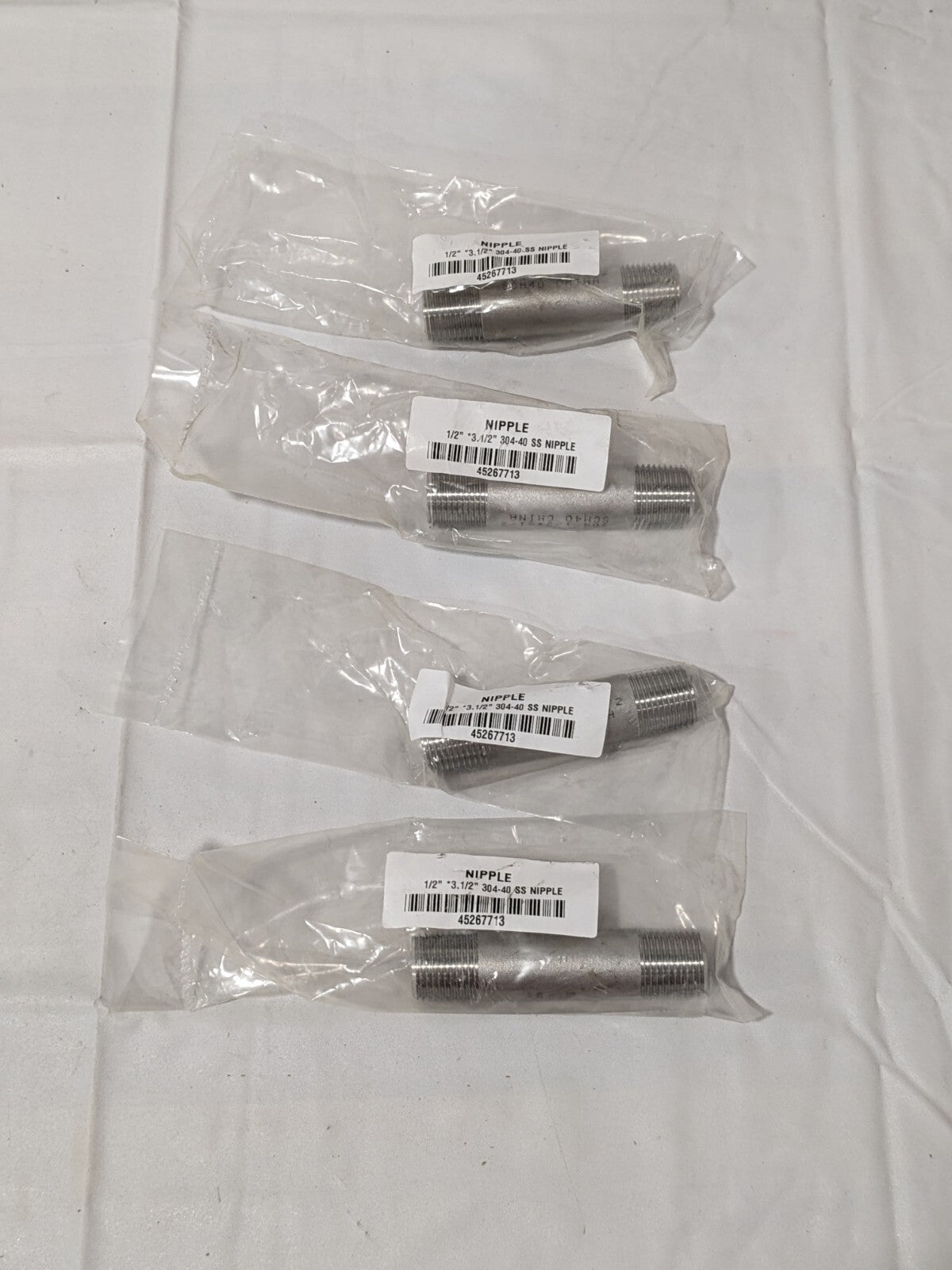 Stainless Steel Pipe Nipple: 1/2" Pipe, Grade 304 & 304L Qty 4 45267713