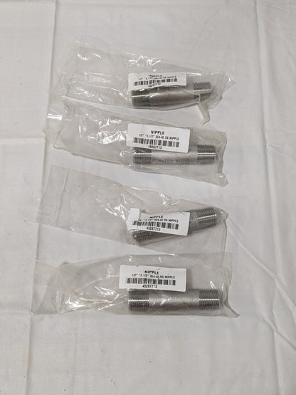 Stainless Steel Pipe Nipple: 1/2" Pipe, Grade 304 & 304L Qty 4 45267713