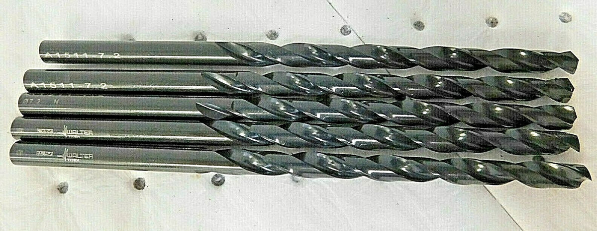Walter-Titex 7.2mm  118° Point Spiral Flute Taper Length Drill Bit QTY 5 5061700