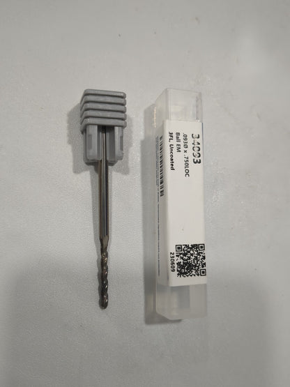 HARVEY TOOL Ball End Mill: 0.0930" Dia 3 Fl Solid Carbide 34093