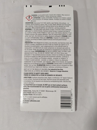 LOCTITE Sealant: 80 mL Tube, Clear, Silicone 234323